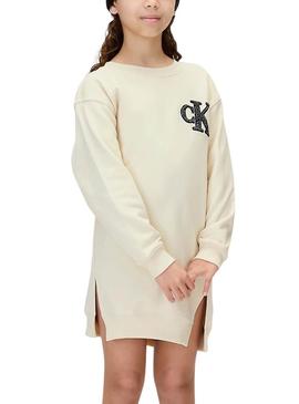 Vestido Calvin Klein Towling Monogram beige menina