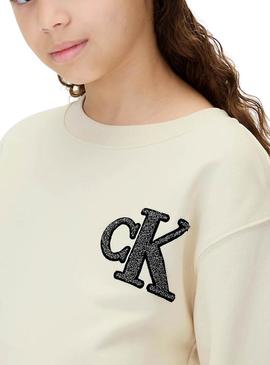 Vestido Calvin Klein Towling Monogram beige menina