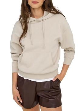 Moletom com capuz Only Best bege para mulher.