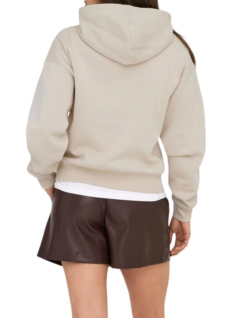 Moletom com capuz Only Best bege para mulher.