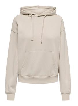 Moletom com capuz Only Best bege para mulher.