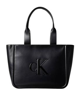Bolsa Calvin Klein Jeans Bold tote preta para mulher.