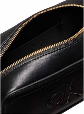 Bolsa Calvin Klein Jeans Bold Camera preta para mulher.