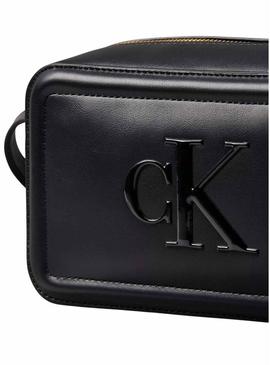 Bolsa Calvin Klein Jeans Bold Camera preta para mulher.