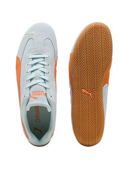 Sapatilhas Puma Speedcat OG azul e laranja para mulher.