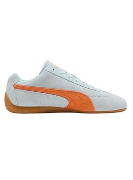 Sapatilhas Puma Speedcat OG azul e laranja para mulher.