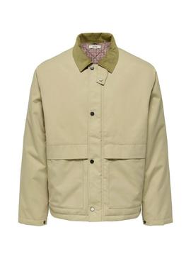 Jaqueta Only and Sons Kosmo em bege para homem.