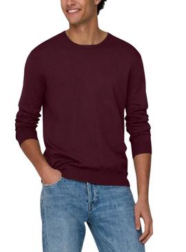Camisola Only and Sons Wyler em bordô para homem