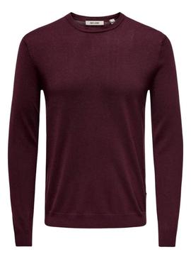 Camisola Only and Sons Wyler em bordô para homem