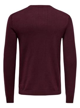 Camisola Only and Sons Wyler em bordô para homem