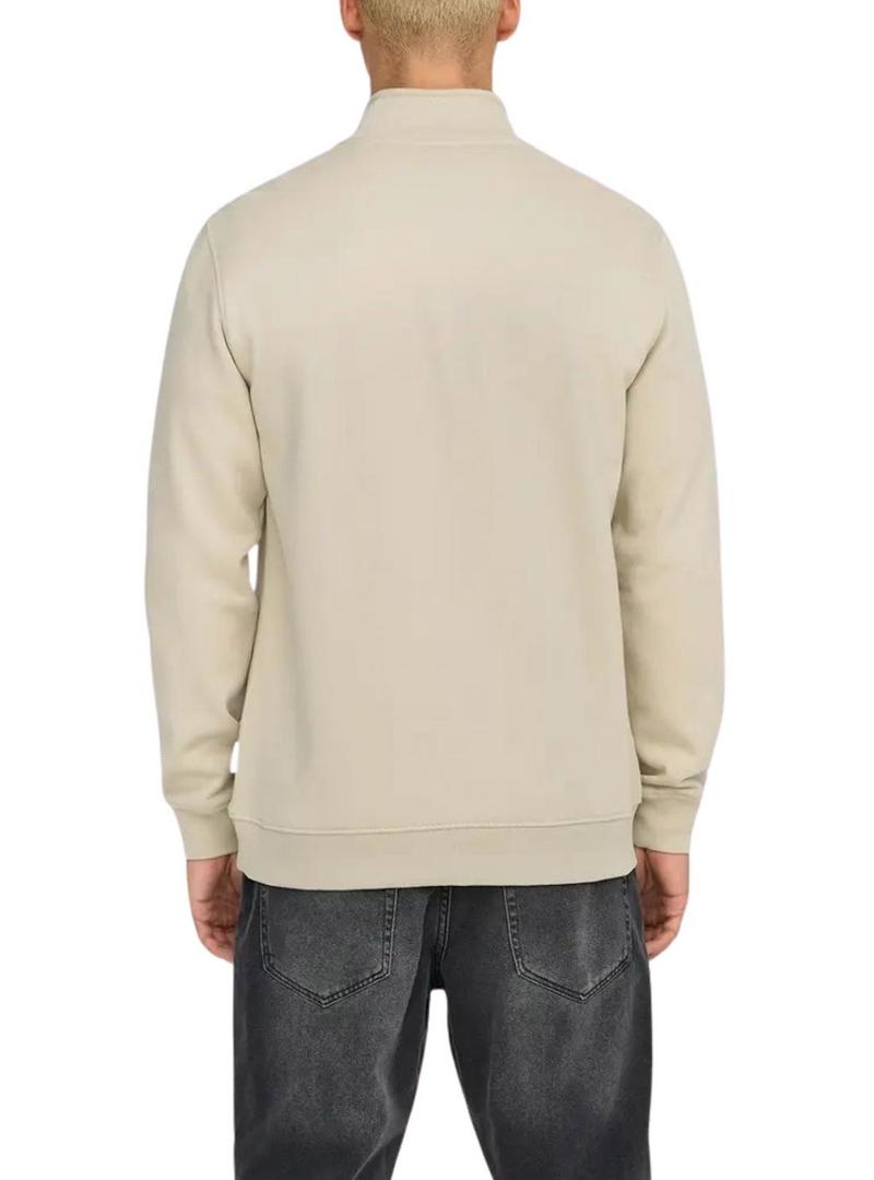 Moletom Only and Sons Curated Zip bege para homem