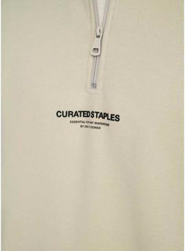 Moletom Only and Sons Curated Zip bege para homem