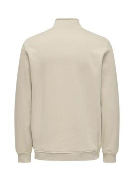 Moletom Only and Sons Curated Zip bege para homem