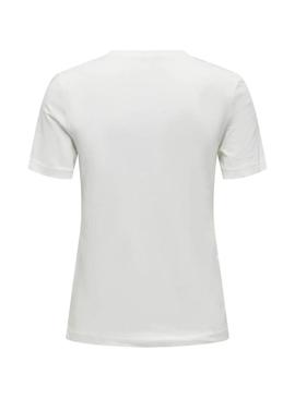 Camiseta Only Tanya Be Unique branca para mulher.