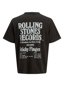 Camiseta Jack and Jones Rolling Stones preta para homem.
