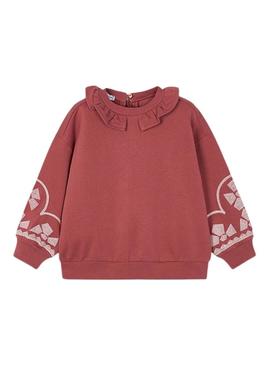 Blusa de gola com babados granate da Mayoral para menina