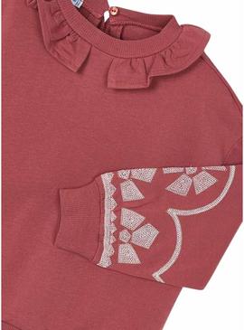 Blusa de gola com babados granate da Mayoral para menina