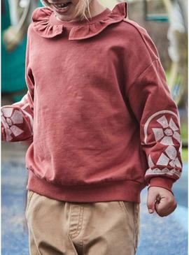 Blusa de gola com babados granate da Mayoral para menina