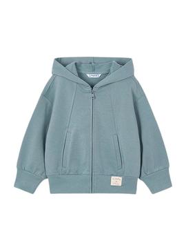Moletom com zíper azul Mayoral para menina