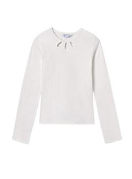 Camiseta Mayoral canale cut out branca para menina.