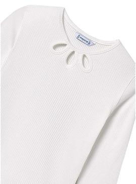 Camiseta Mayoral canale cut out branca para menina.