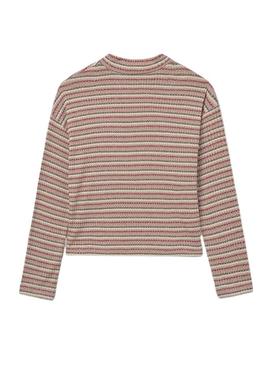 Camiseta Mayoral semicisne riscas rosa para menina