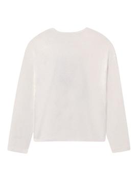 Camisa Mayoral flor branca para menina.