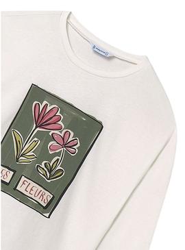 Camisa Mayoral flor branca para menina.