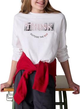 Camiseta Mayoral básica letras branca para menina.