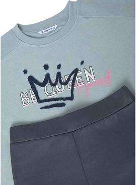 Conjunto Mayoral legging pu e blusa azul menina