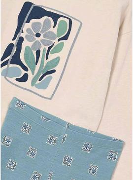 Conjunto Mayoral legging azul e camiseta para menina