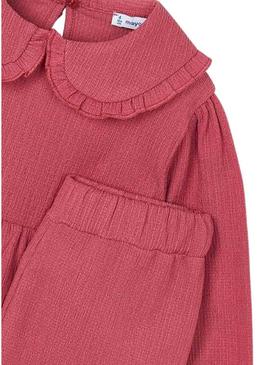 Conjunto Mayoral calça e blusa granate menina