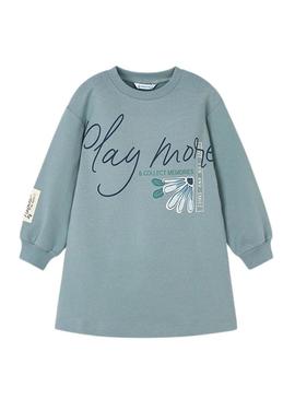 Vestido de veludo Mayoral evasé azul para criança.