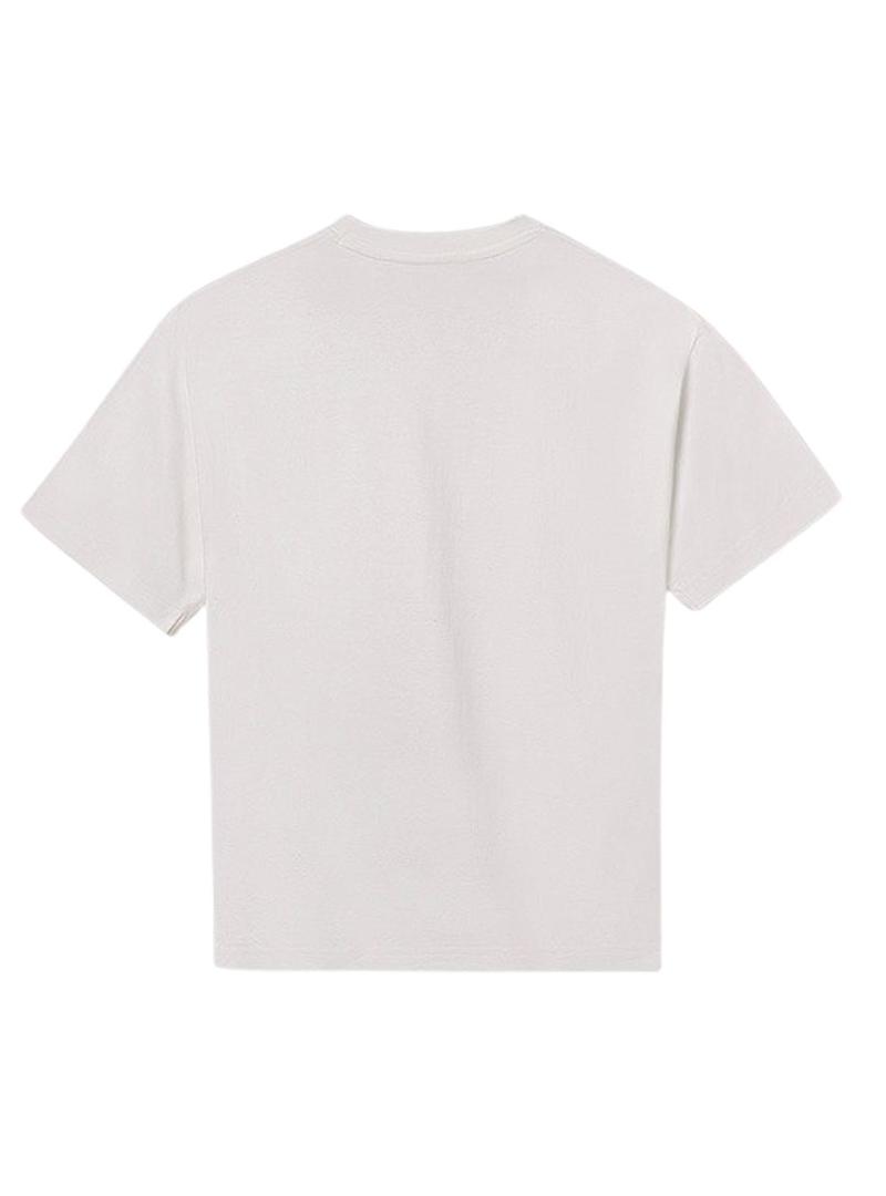 Camiseta Mayoral estampada em relevo branca para menino.