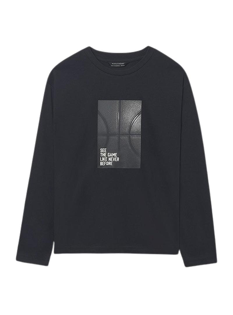 Conjunto de 2 camisetas Mayoral bege e preta para menino.