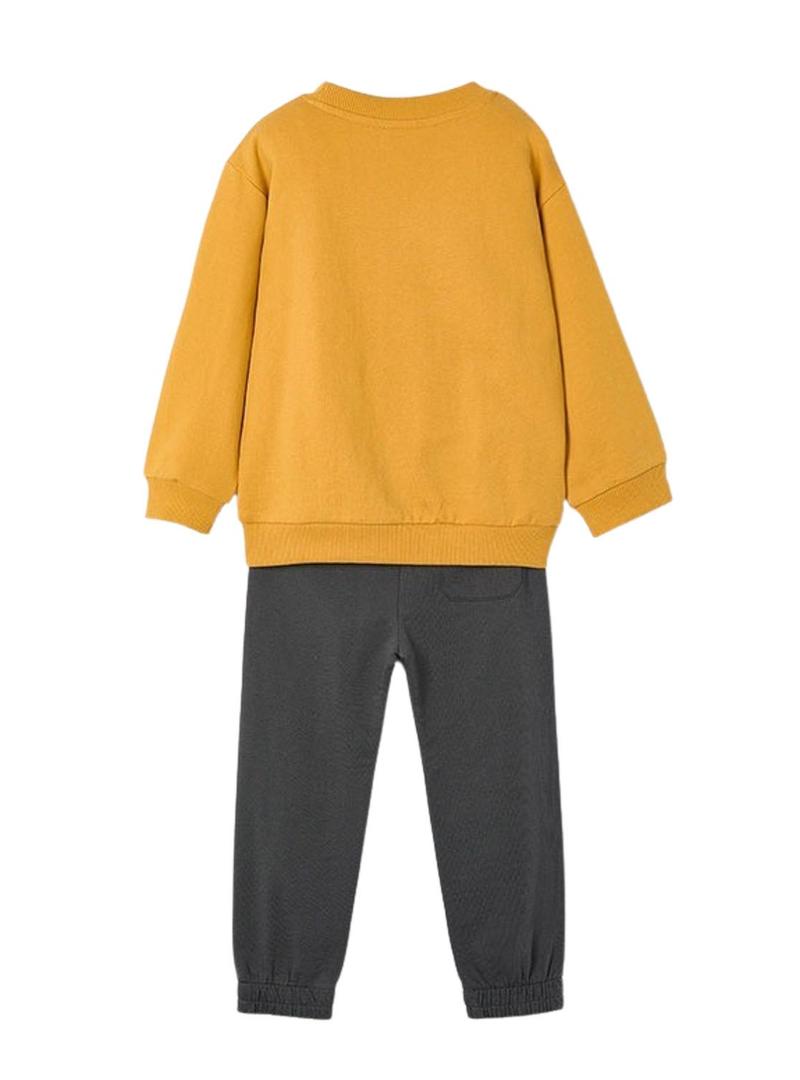 Conjunto de moletom de beisebol amarelo e cinza da Mayoral para meninos.