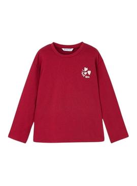 Camiseta Mayoral gráfica para menina vermelha.