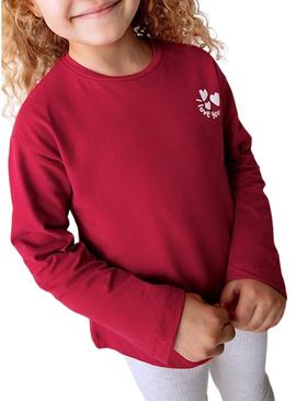 Camiseta Mayoral gráfica para menina vermelha.