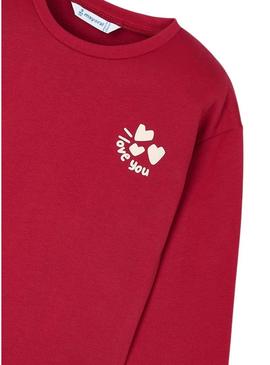 Camiseta Mayoral gráfica para menina vermelha.
