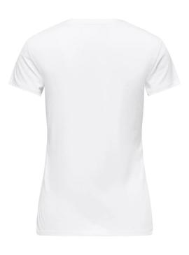 Camiseta Only Vibe Girafa branca para mulher.