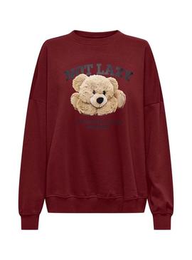 Moletom Only Bila Bear bordô para mulher