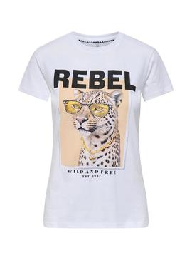 Camiseta Only Vibe branca para mulher.