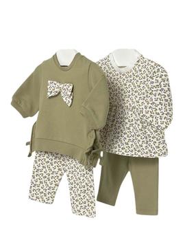 Conjunto Mayoral 4 peças leggings verde para bebê