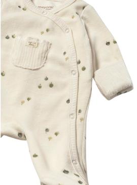 Pijama Mayoral de flanela estampado bege para bebê