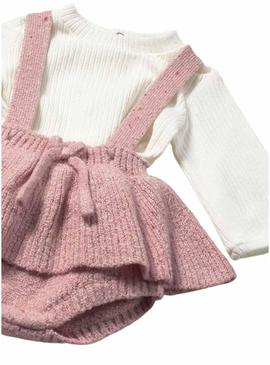 Conjunto Mayoral saia 3 peças rosa para bebê