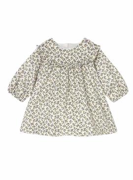 Vestido Mayoral em veludo estampado para bebê.