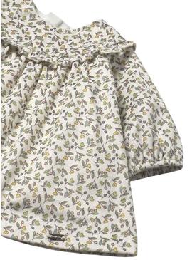 Vestido Mayoral em veludo estampado para bebê.