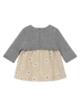 Vestido Mayoral com casaco cinza para bebê.
