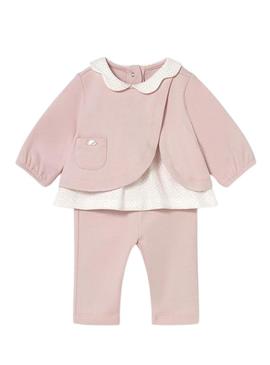 Conjunto Mayoral leggings e camiseta cor-de-rosa para bebês.