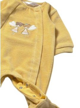 Pijama Mayoral de tundosado amarelo para bebê.